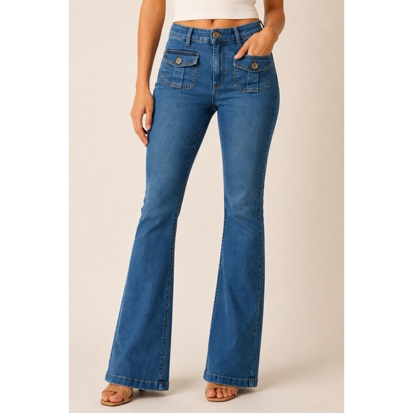 LOFT Denim - LOFT Women's 10 Slim Flare Jeans Blue High Rise Stretch Casual Denim Boho Y2K